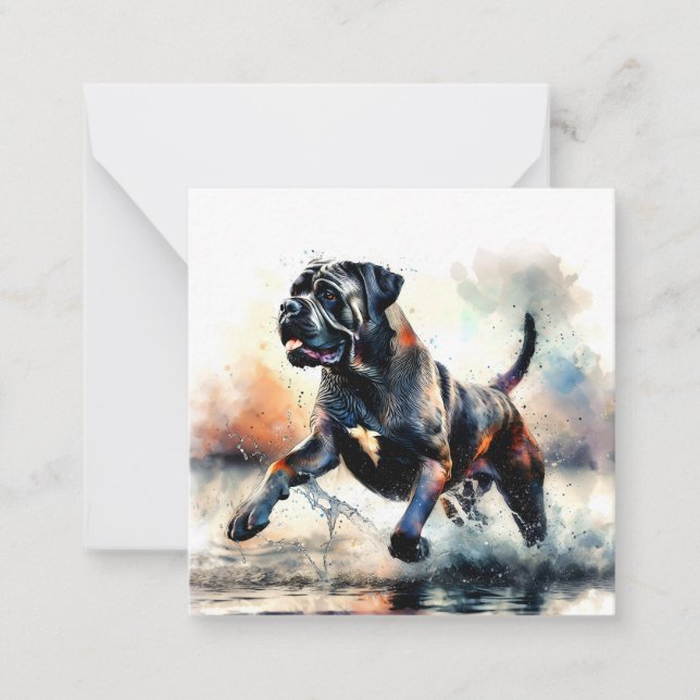 Tarjeta Pequeña Perro Cane Corso acuarela (Anverso)