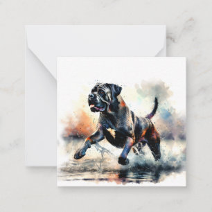 Tarjeta Pequeña Perro canso Corso de color agua potente