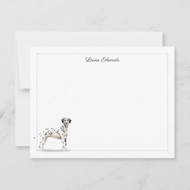 Tarjeta Pequeña Perro dálmata borde gris personalizado (Anverso)