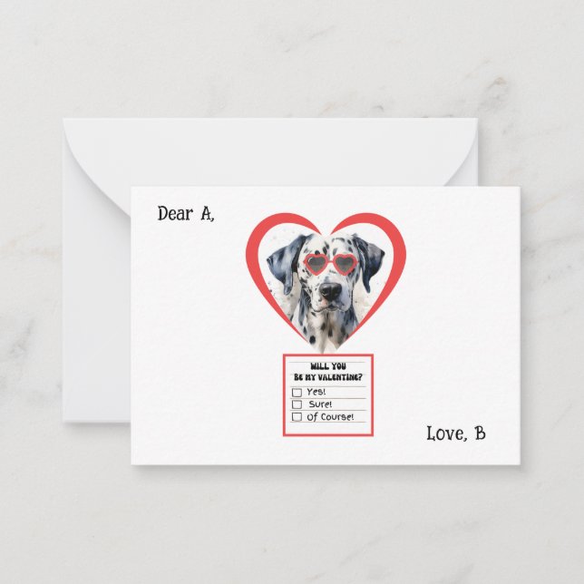 Tarjeta Pequeña Perro dálmata personalizable de San Valentín (Anverso)