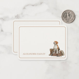 Tarjeta Pequeña Perro de caza de estilo vintage acuarela
