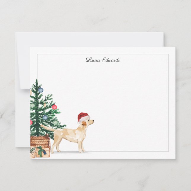 Tarjeta Pequeña Perro de Navidad Labrador Retriever Amarillo Fiest (Anverso)
