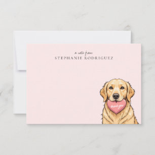Tarjeta Pequeña Perro Lindo Personalizado con Corazón Rosa Gracias