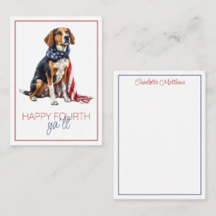 Tarjeta Pequeña Perro Patriótico Personalizado del 4 de Julio