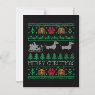 Tarjeta Pequeña Perro salchicha Dachshund de Navidad