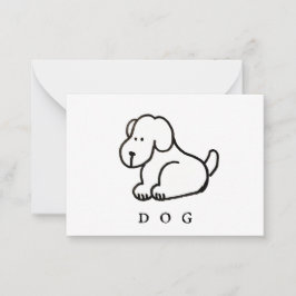 Tarjeta Pequeña Perro Sentado de Dibujos Animados Divertido