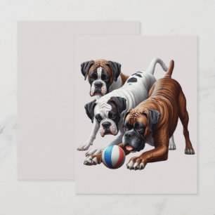 Tarjeta Pequeña Perros Boxer Juguetones y Pelota: ¡Diversión en Ca