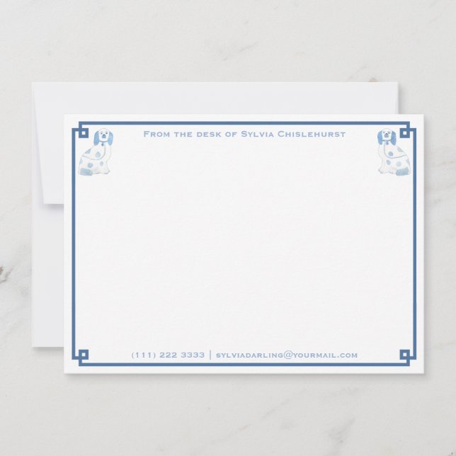 Tarjeta Pequeña Perros Darling Blue And White China Staffordshire (Anverso)