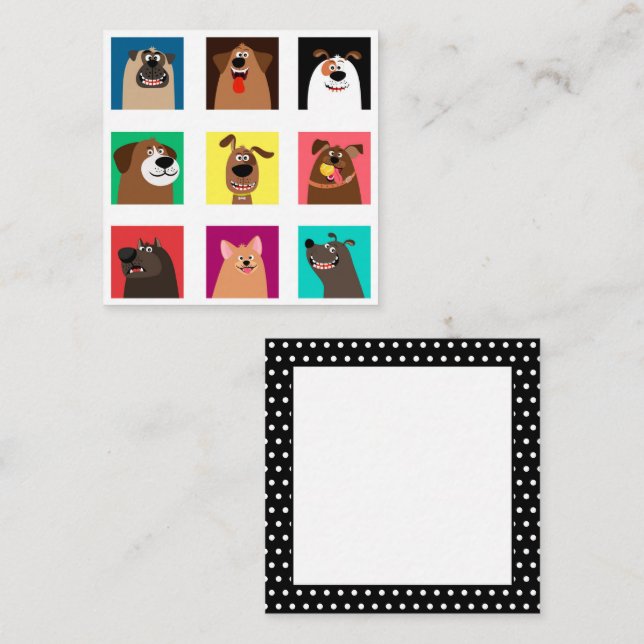 Tarjeta Pequeña Perros divertidos de dibujos animados (Anverso / Reverso)