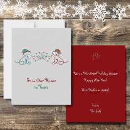 Tarjeta Pequeña Perros jugando con Navidades Fiesta de luces