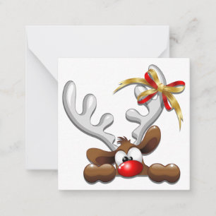Tarjeta Pequeña Personaje Divertido de Navidad Reno Perplejo