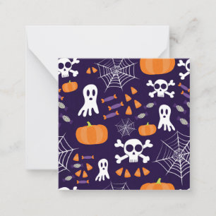 Tarjeta Pequeña Personajes Divertidos y Espeluznantes de Halloween