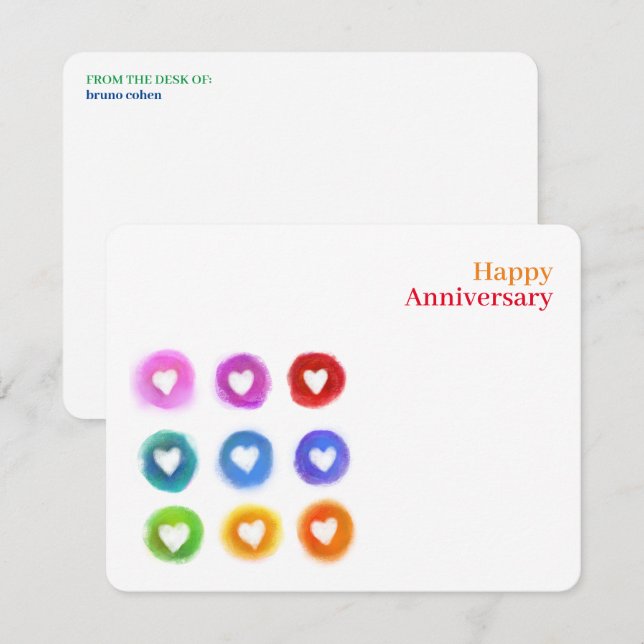Tarjeta Pequeña Personal Stationery: Rainbow Love hearts Note Card (Anverso / Reverso)