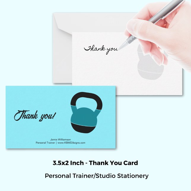 Tarjeta Pequeña Personal Trainer Kettlebell Landscape Thank You (Personal Trainer Kettlebell Landscape Thank You Note Card, 3.5x2 Inch)