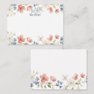 Tarjeta Pequeña Personalised Blush Watercolour Floral Monogram