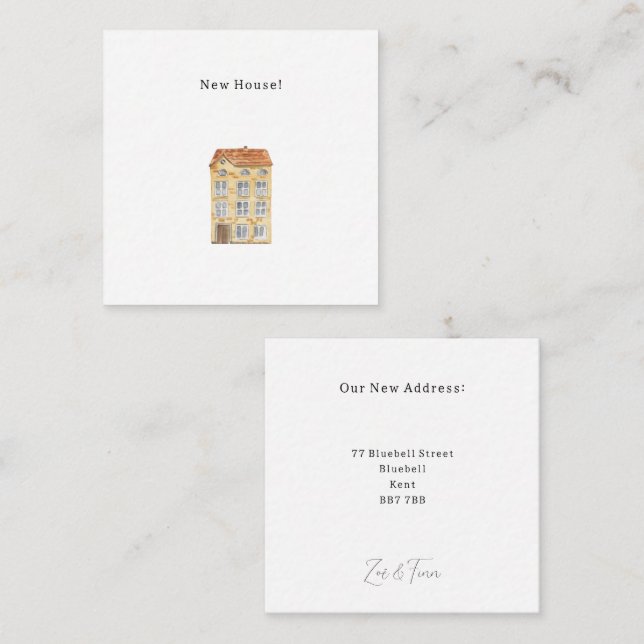 Tarjeta Pequeña Personalised New House Announcement Card. (Anverso / Reverso)