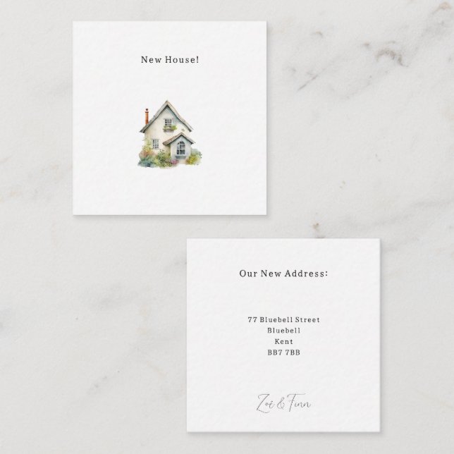 Tarjeta Pequeña Personalised New House Announcement Card. (Anverso / Reverso)
