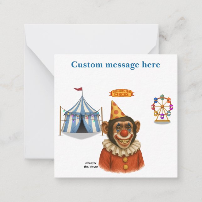 Tarjeta Pequeña Personaliza: Chester el payaso chimpancé (Anverso)