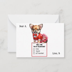Tarjeta Pequeña Personalizable Chihuahua Puppy Valentine