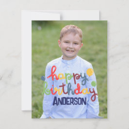 Tarjeta Pequeña Personalizable de globos de cumpleaños feliz