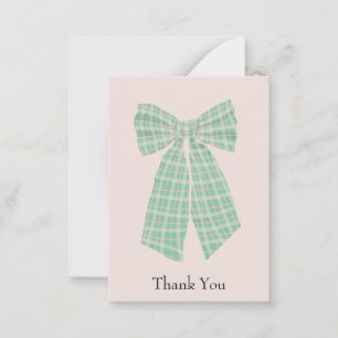 Tarjeta Pequeña Personalizable Gingham Coquette Bow Rubor Gracias