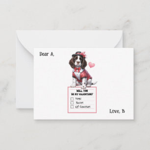Tarjeta Pequeña Personalizable Inglés Springer Spaniel Valentine