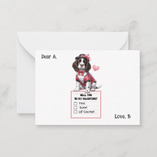 Tarjeta Pequeña Personalizable Inglés Springer Spaniel Valentine