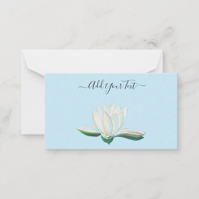 Tarjeta Pequeña Personalizable luminoso de la flor blanco Lotus (Anverso)