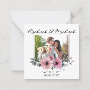 Tarjeta Pequeña Personalizado acuarela Floral Foto Guardar fecha
