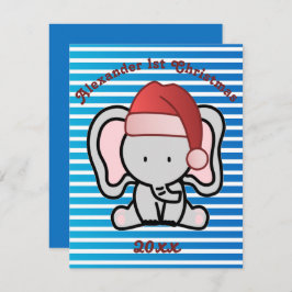 Tarjeta Pequeña Personalizado Azul Nombra Niño Primera Navidad 202