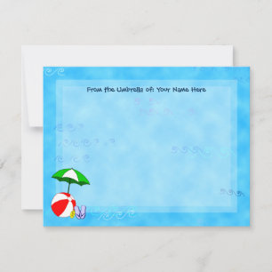 Tarjeta Pequeña Personalizado Beach Ball y Pool Umbrella Náutica