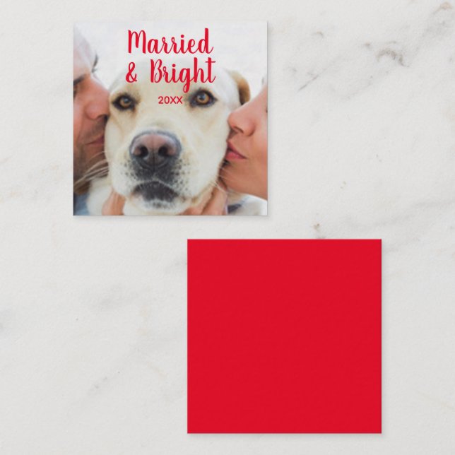 Tarjeta Pequeña Personalizado blanco rojo moderno foto Navidades d (Anverso / Reverso)