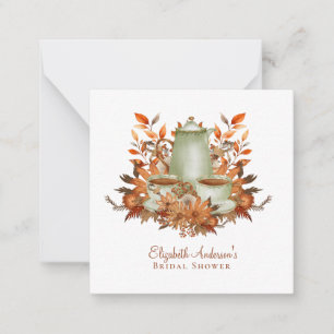 Tarjeta Pequeña Personalizado Boho Terracotta Floral Sage Tea Fies