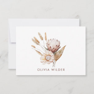 Tarjeta Pequeña Personalizado Boho Watercolor Terracotta Wildflowe