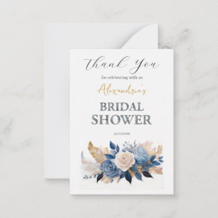 Tarjeta Pequeña Personalizado Bridal Shower Rose bouquet Gracias