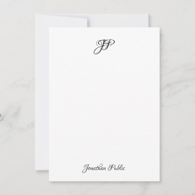 Tarjeta Pequeña Personalizado Caligrafía Texto Elegante Monogramad (Anverso)