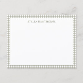 Tarjeta Pequeña Personalizado Clásico Elegante Verde Salvia Gingha