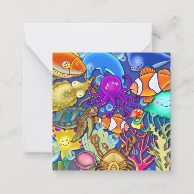 Tarjeta Pequeña Personalizado Cuidado Subacuático Coral Reef Sea L (Anverso)
