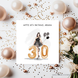 Tarjeta Pequeña personalizado, cumple 30 años, feliz 30 cumpleaños
