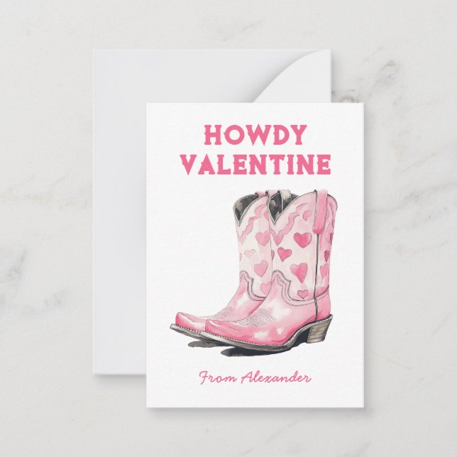 Tarjeta Pequeña Personalizado Cute rosado de Bote Bostaza Howdy Va (Anverso)