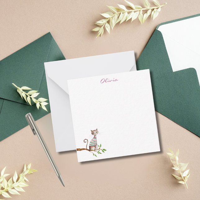 Tarjeta Pequeña Personalizado de acuarela de felino caprichoso par (Subido por el creador)