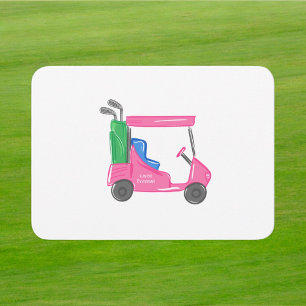 Tarjeta Pequeña Personalizado de carrito de golf rosa Preppy