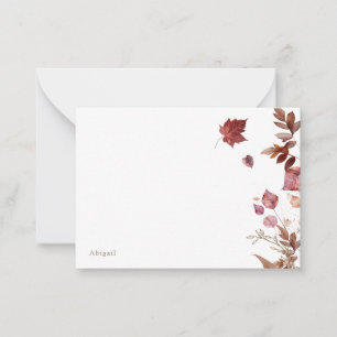 Tarjeta Pequeña Personalizado de follaje otoñal blanco