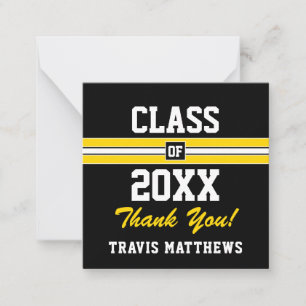 Tarjeta Pequeña Personalizado de Graduación Oro y Negro Felicitaci