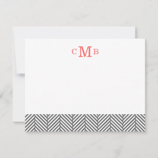 Tarjeta Pequeña Personalizado de herringbone de carbón vegetal Mon