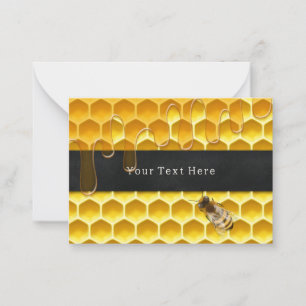 Tarjeta Pequeña Personalizado de Honeycomb y Golden Honey Bee Love
