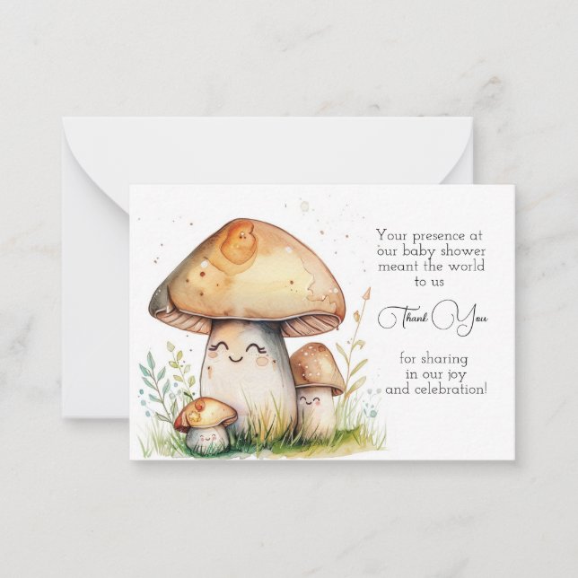 Tarjeta Pequeña Personalizado de hongos Gracias (Anverso)