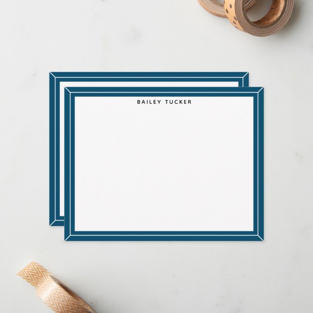 Tarjeta Pequeña Personalizado de marco azul simple profesional per (Anverso/Reverso In Situ)