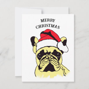 Tarjeta Pequeña Personalizado de Navidades de Bulldog de Francia