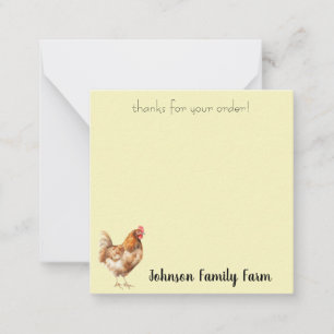 Tarjeta Pequeña Personalizado de pollo acuarela